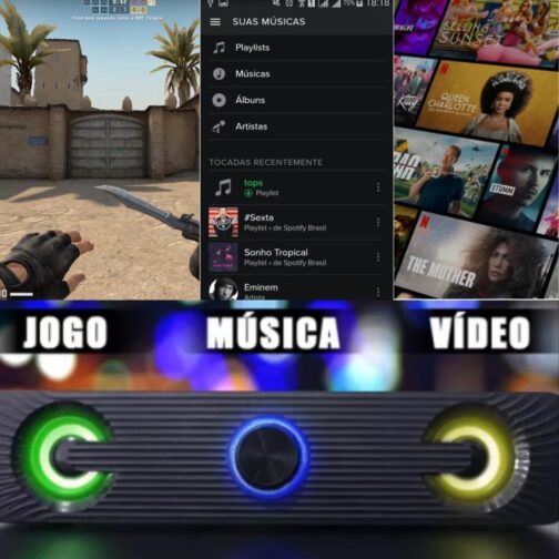 Caixa De Som Pc Computador Notebook Gamer Potente Subwoofer USB P2 Led RGB Soundbar Caixinha - Imagem 5