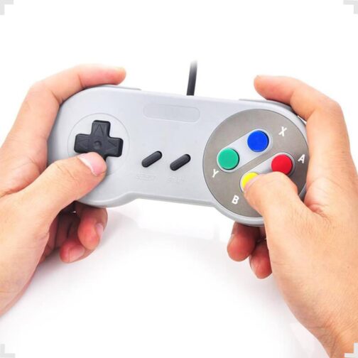 Kit Com 2 Controle Joystick Com Fio Para Super Nintendo Snes - Imagem 6