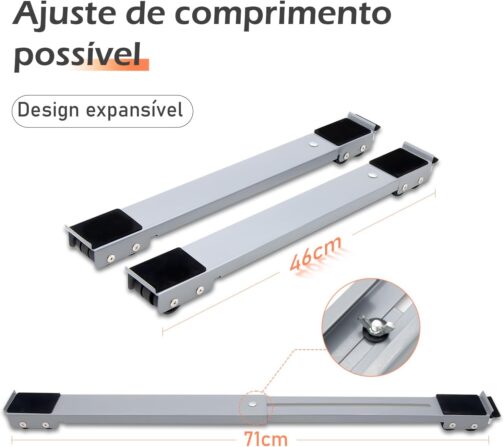 Suporte Móvel, Base Móvel com Rodinhas, Adequado para Geladeira, Máquina de Lavar, Móveis e Eletrodomésticos Domésticos (Cinza) - Imagem 5