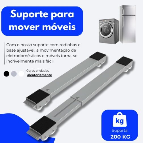 Suporte móvel com rodinhas, ideal para geladeiras, máquinas de lavar, móveis e eletrodomésticos domésticos, com Regulagem de Altura e Freios Premium - Imagem 2