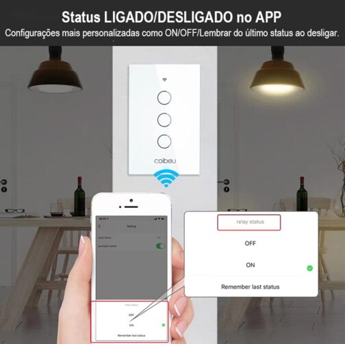Interruptor Inteligente WiFi, Interruptor Smart Sem Fio Doméstico Multifuncional, Controle Remoto de Eletrodomésticos Por Celulares, Controle Por Voz, Branco, 3 Botao, sem neutro - Imagem 6