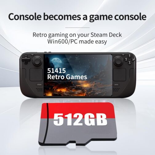 512G Game Card Retro Gaming Console with built in 51,415 Games, Emulator Console 62 Emulators Preloaded Game Console Gaming System Compatible with SteamDeck/Win600/Windows8.1/10/11 Retro Gamer Gift - Imagem 4
