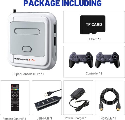 Super Console X Pro Retro Game Console with 117000+ Games,TV & Game System in 1 Video Game Console, 4K TV HD/AV Output,Compatible with 63+ Emulators,with 2 Wireless Controllers - Imagem 6