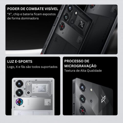 REDMAGIC 10 Pro 144Hz Gaming Phone, Smartphone Android 5G, 12GB RAM+256GB ROM, Snapdragon 8 Elite, 6.85" 1.5K AMOLED Tela Cheia, FHD+, Câmera 50MP, Dual-Sim, Preto - Imagem 5