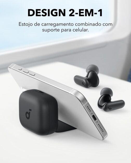soundcore P30i by Anker, Fones de Ouvido com Cancelamento de Ruído, Graves Poderosos, 45H de Reprodução, Estojo 2-em-1 com Suporte para Celular, IP54, Bluetooth 5.4, Fones Sem Fio - Imagem 2