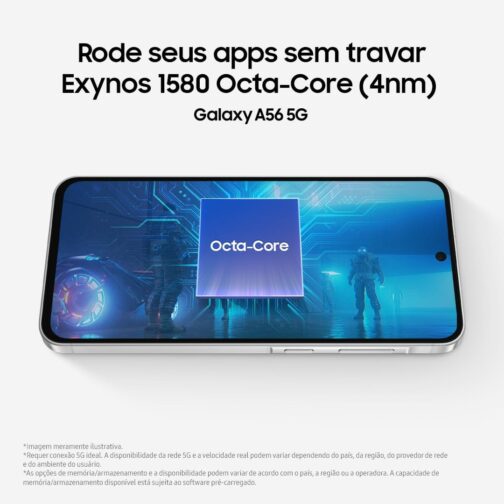 Smartphone Samsung Galaxy A56 5G 256GB, 8GB RAM, Câmera 50MP, IP67, Super AMOLED 6.7", Recursos AI, Cinza - Imagem 8