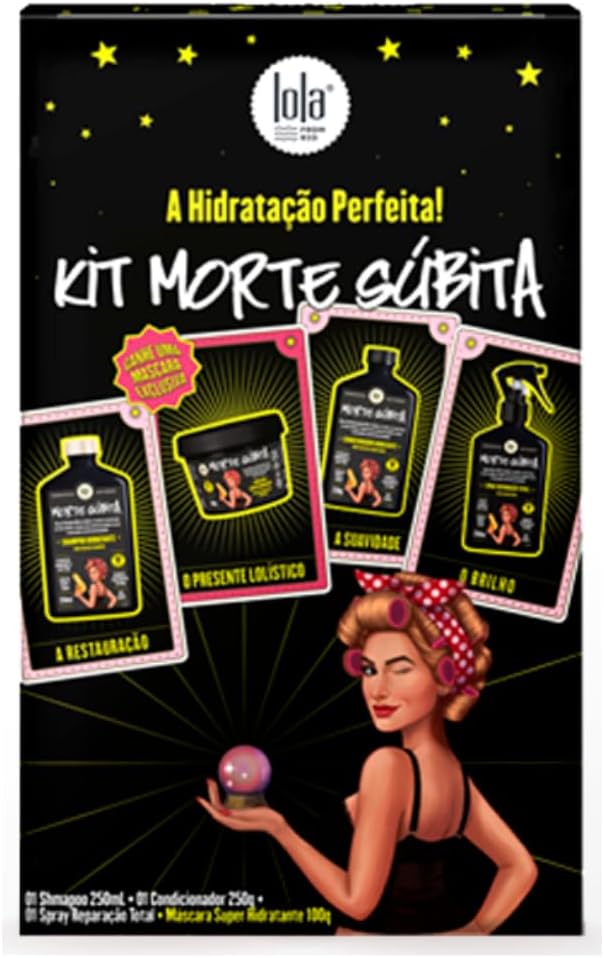Kit Morte Súbita (Shampoo, Condicionador, Spray Reparação 250ml + Máscara 100g), Lola Cosmetics