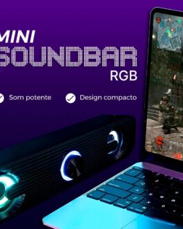 Caixa De Som Pc Computador Notebook Gamer Potente Subwoofer USB P2 Led RGB Soundbar Caixinha