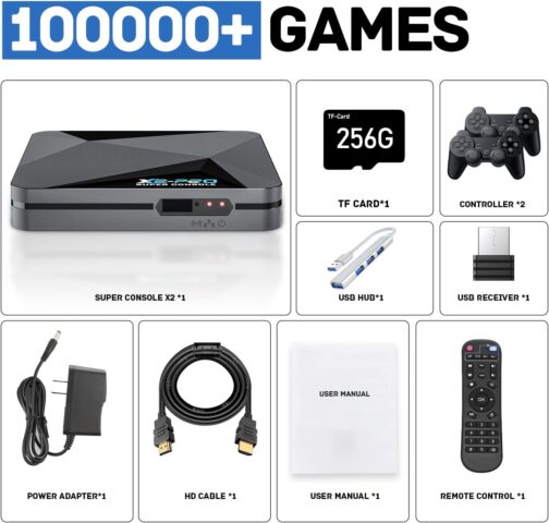 Super Console X2 Pro Retro Game Console Pre-Built-in 100000+Games, Retro Game Console with 65+ emulators,EmuELEC 4.5/Android 9.0，4K UHD Display - Imagem 7