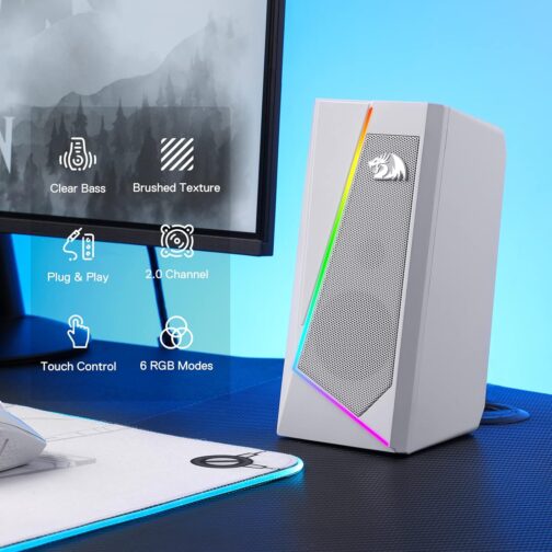 Caixa de Som Gamer Redragon Anvil RGB Branco - GS520W - Imagem 2