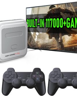 Super Console X Pro Retro Game Console with 117000+ Games,TV & Game System in 1 Video Game Console, 4K TV HD/AV Output,Compatible with 63+ Emulators,with 2 Wireless Controllers