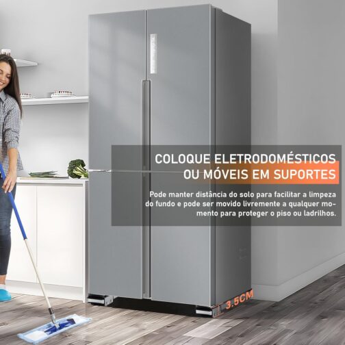 Suporte Móvel, Base Móvel com Rodinhas, Adequado para Geladeira, Máquina de Lavar, Móveis e Eletrodomésticos Domésticos (Cinza) - Imagem 3