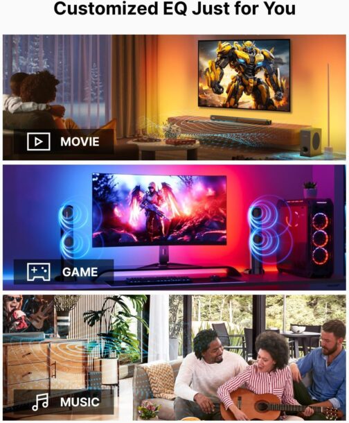 ULTIMEA Apollo S60 Barra de Som 4.1 Dolby Atmos para Smart TV, Bluetooth 5.3, 280W, 3 EQ Modes, Subwoofer, HDMI eARC, Preto/Bahama P - Imagem 7