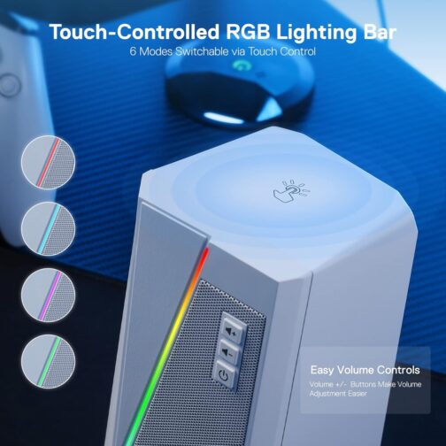 Caixa de Som Gamer Redragon Anvil RGB Branco - GS520W - Imagem 4