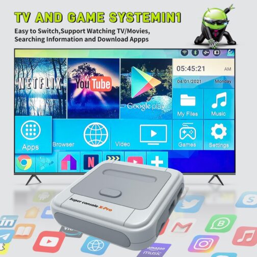 Super Console X Pro Retro Game Console with 117000+ Games,TV & Game System in 1 Video Game Console, 4K TV HD/AV Output,Compatible with 63+ Emulators,with 2 Wireless Controllers - Imagem 3