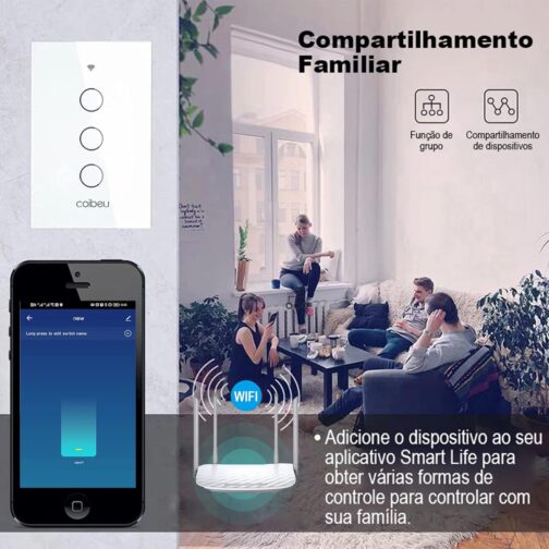 Interruptor Inteligente WiFi, Interruptor Smart Sem Fio Doméstico Multifuncional, Controle Remoto de Eletrodomésticos Por Celulares, Controle Por Voz, Branco, 3 Botao, sem neutro - Imagem 7