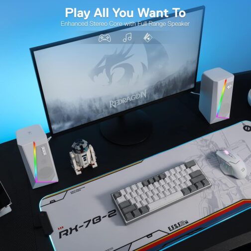 Caixa de Som Gamer Redragon Anvil RGB Branco - GS520W - Imagem 5