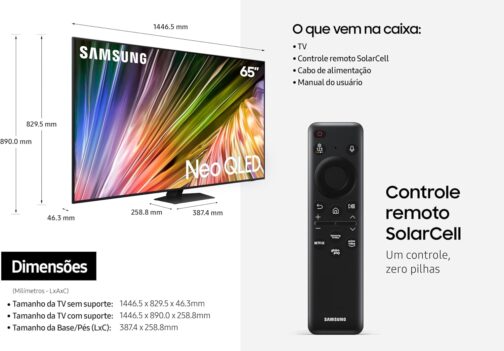 Samsung Smart TV 65" Neo QLED 4K 65QN85D - Processador com AI, Upscaling 4K, Mini LED, Painel 120hz - Imagem 9