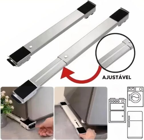 Suporte Com Rodinhas Para Eletrodomésticos Reforçado - Ajustável Para Geladeira Fogão e Máquina de Lavar Roupa Para Até 200kg - Imagem 4