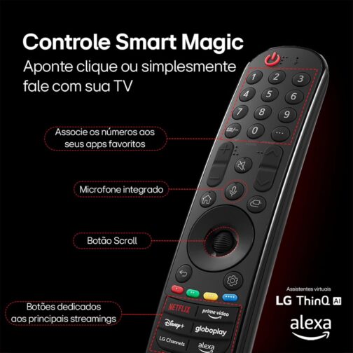 Smart TV 4K 65" LG UHD 65UT9050 Processador α5 Ger7 AI Design Super Slim Alexa/Chromecast integrado webOS 24 Controle Smart Magic - Imagem 6