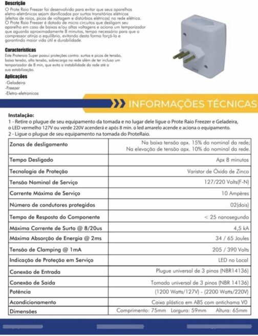 Protetor Contra Queda de Energia PW Para Freezer Ou Geladeira, Branco - Imagem 8
