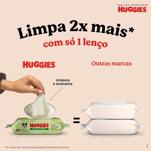 Lenços Huggies Higiene Superior Limpam 2x Mais com 288 unidades - Imagem 3