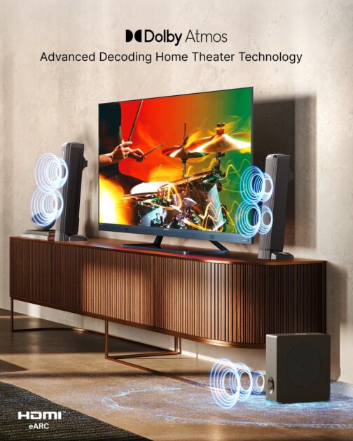 ULTIMEA Apollo S60 Barra de Som 4.1 Dolby Atmos para Smart TV, Bluetooth 5.3, 280W, 3 EQ Modes, Subwoofer, HDMI eARC, Preto/Bahama P - Imagem 3