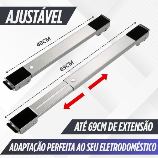 Suporte com Rodinhas para Eletrodomésticos – Base Ajustável para Geladeira, Máquina de Lavar, Freezer e Móveis Premium - Imagem 2