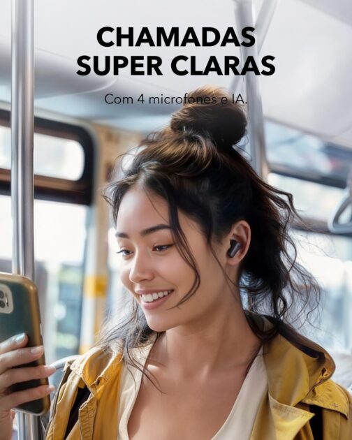 soundcore P30i by Anker, Fones de Ouvido com Cancelamento de Ruído, Graves Poderosos, 45H de Reprodução, Estojo 2-em-1 com Suporte para Celular, IP54, Bluetooth 5.4, Fones Sem Fio - Imagem 6
