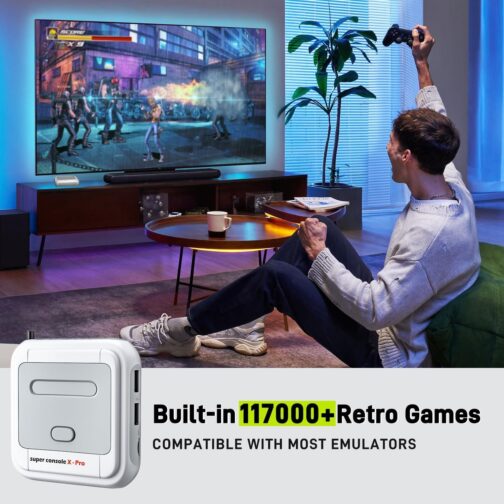 Super Console X Pro Retro Game Console with 117000+ Games,TV & Game System in 1 Video Game Console, 4K TV HD/AV Output,Compatible with 63+ Emulators,with 2 Wireless Controllers - Imagem 2