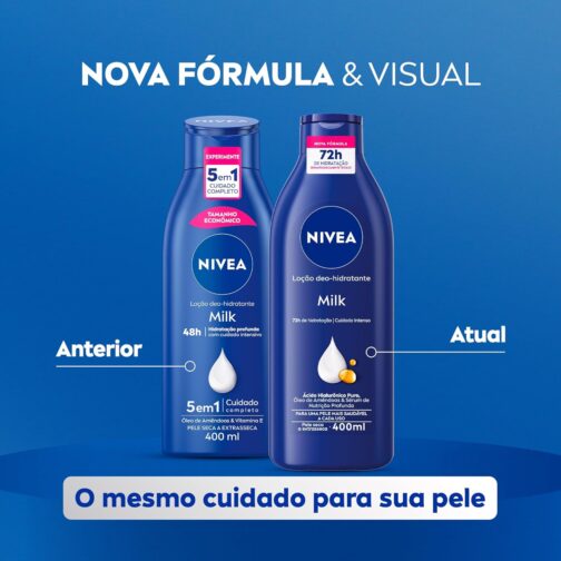 NIVEA Kit Loção Hidratante Milk Pele Seca a Extrasseca 400ml (2 unidades) - Imagem 4