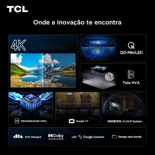 TCL 4K QD-Mini LED TV 50“ C6KS GOOGLE TV DOLBY VISION E DOLBY ATMOS - Imagem 7