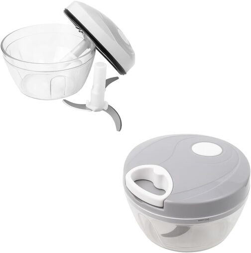 Processador e Triturador Manual de Alimentos 500ml 3 Lâminas para Legumes e Verduras Premium Escolha a Cor (Cinza) - Imagem 4