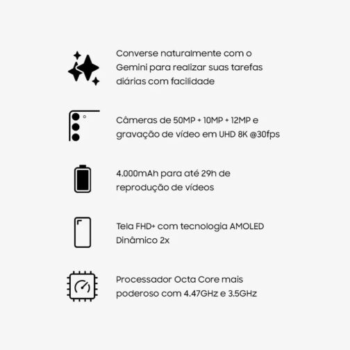Celular Samsung Galaxy S25 5G, 128GB, 12GB RAM, Câmera Tripla de 50+12+10, Tela Grande de 6.2", Azul - Imagem 7
