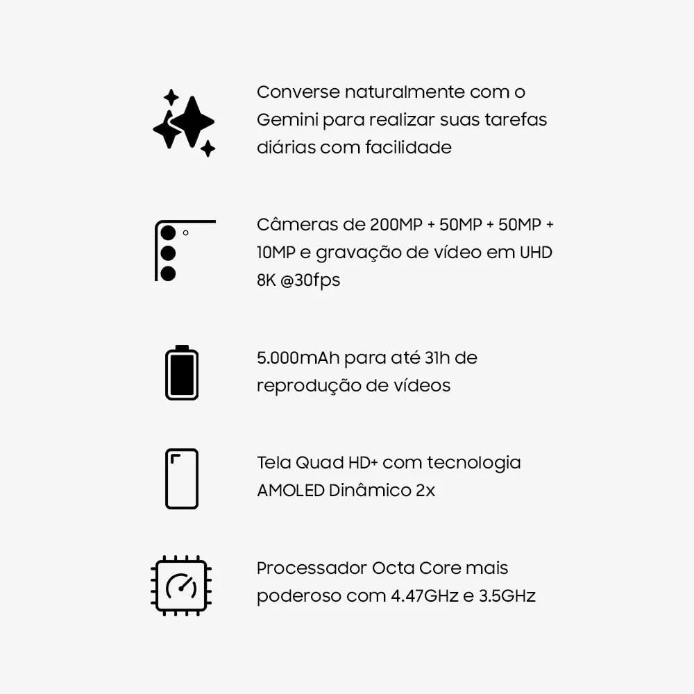 Celular Samsung Galaxy S25 Ultra 5G, 256GB, 12GB RAM, Câmera Quádrupla de 200+50+10+50, Tela Grande de 6.9", Titânio Preto - Imagem 6