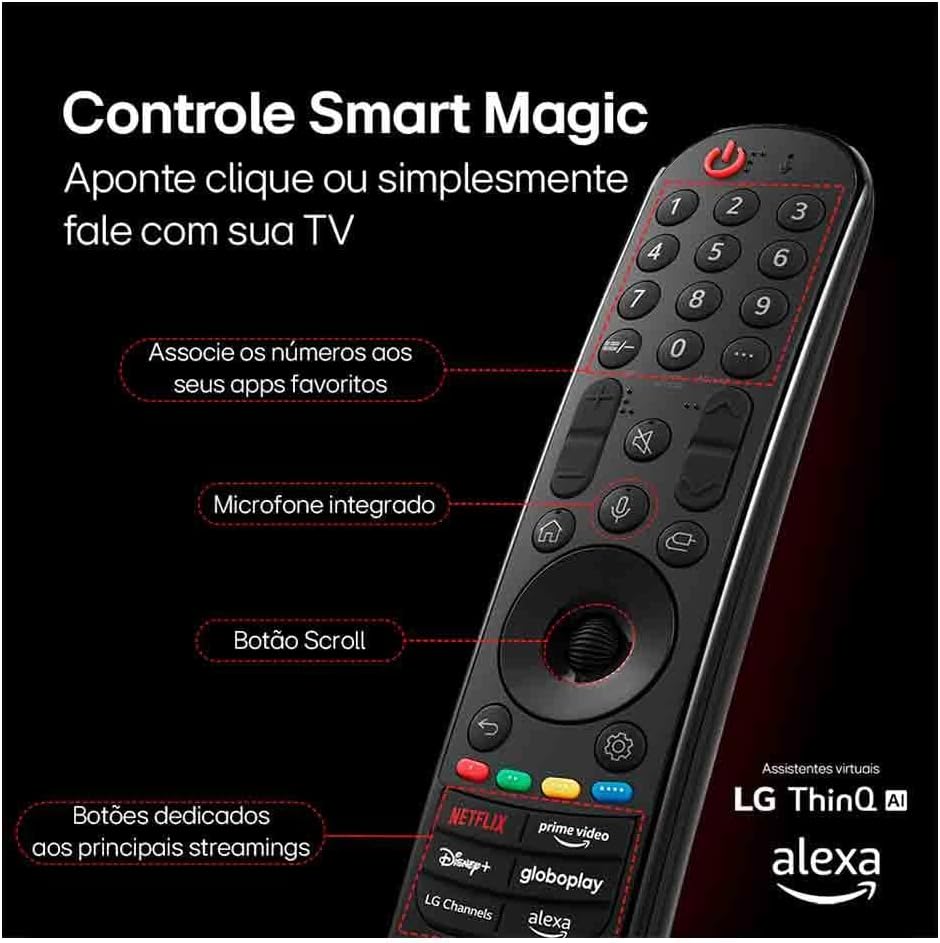 Smart TV 4K 75" LG NanoCell 75NANO80T Processador α5 Ger7 AI Hub de Esportes Alexa/Chromecast integrado webOS 24 Controle Smart Magic - Imagem 6