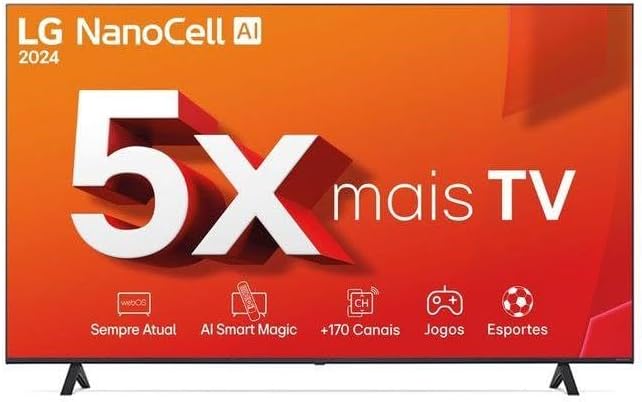 Smart TV 4K 75" LG NanoCell 75NANO80T Processador α5 Ger7 AI Hub de Esportes Alexa/Chromecast integrado webOS 24 Controle Smart Magic - Imagem 5
