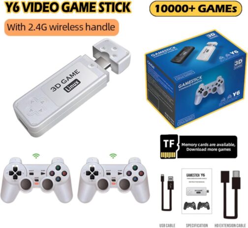 Y6 GAMESTICK CONTROLLER GAMEPAD 3D GAMES X2 WIRELESS 128GB 4K HD - Imagem 6