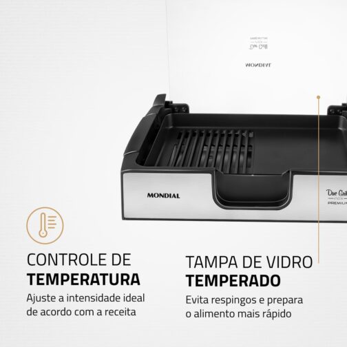 Chapa Due Grill Premium, Mondial, Preto/Inox, 1270W, 110V - G-10 - Imagem 6