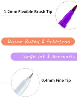 Kit 24 Canetas Brush Pen e Ponta Fina Dual – Canetinhas Coloridas para Desenho, Caligrafia, Arte e Lettering – Marcadores Colorir Canetinha para Colorir e Detalhes – AMAZING ® (Moderno, Pacote, 24)