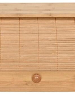 Mimo Style Porta Pães Com Tampa Retrátil Bambu Ecokitchen. Perfeita Para Armazenar Pães e Bolachas, Resistente, Durável e 100% Ecológica, Bege