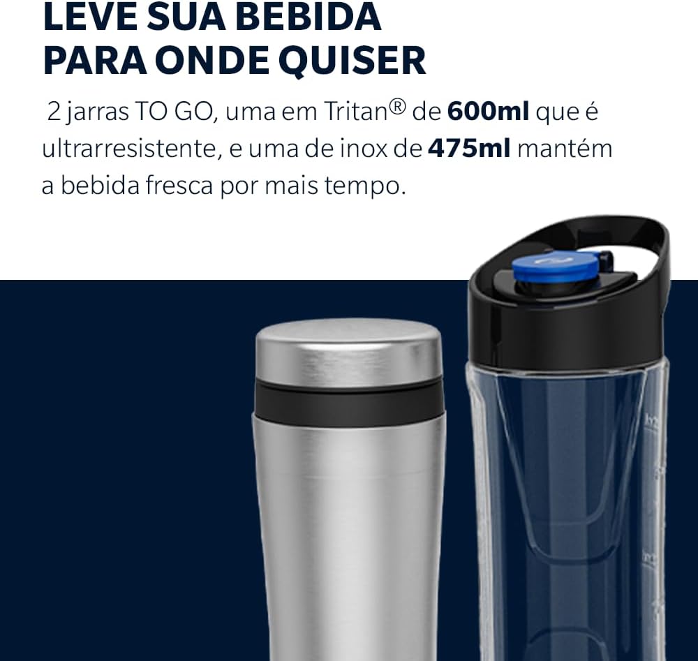 Blender Power Inox Oster com 2 Jarras To Go - 220V - Imagem 3