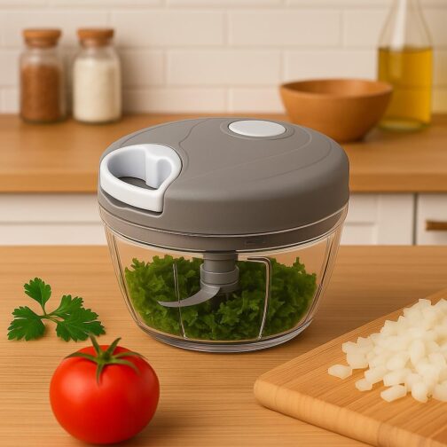 Processador e Triturador Manual de Alimentos 500ml 3 Lâminas para Legumes e Verduras Premium Escolha a Cor (Cinza) - Imagem 3