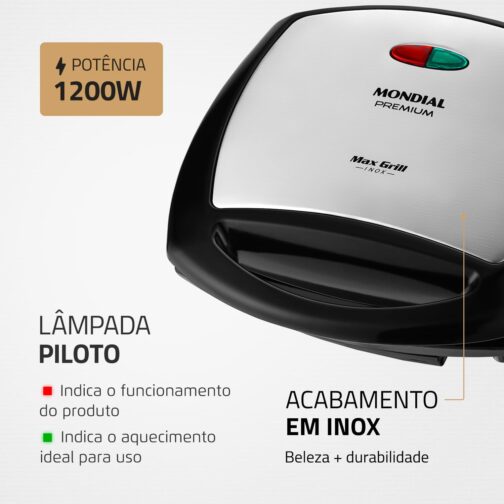 Max Grill, Mondial, Preto/Inox, 1200W, 110V - G-07 - Imagem 5