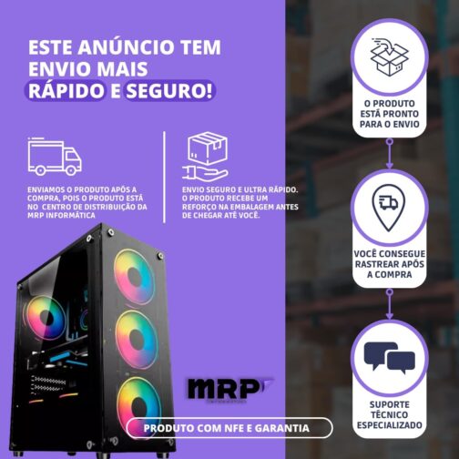Computador Pc Gamer Cpu Completo Amd Ryzen 5 16gb Ssd 480 Monitor 19 - Imagem 6