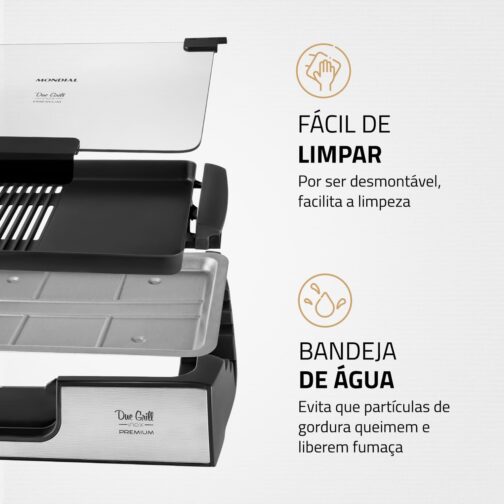 Chapa Due Grill Premium, Mondial, Preto/Inox, 1270W, 110V - G-10 - Imagem 5