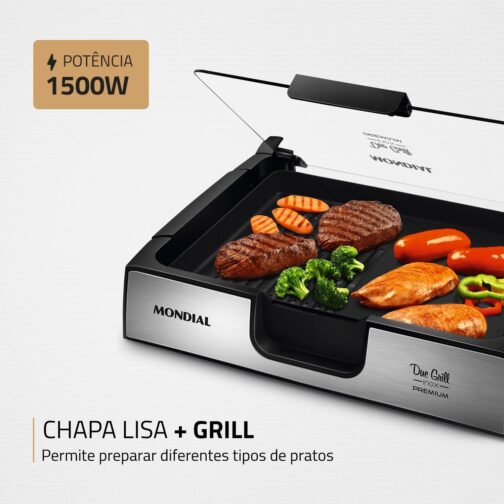 Chapa Due Grill Premium, Mondial, Preto/Inox, 1270W, 110V - G-10 - Imagem 2