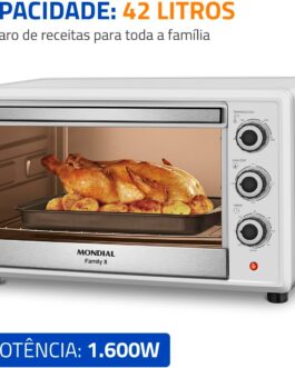 Forno Elétrico 42L Family II, Mondial, Branco/Inox, 1600W, 127V – FRN-42-W