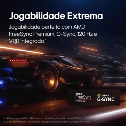 Smart TV 4K 48" LG OLED evo Gaming TV OLED48C4 Processador α9 Ger7 AI Painel 144Hz Design Ultra Slim Dolby Vision Dolby Atmos G-Sync FreeSync - Imagem 7