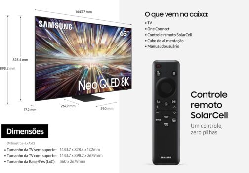 Samsung Smart TV 65" Neo QLED 8K 65QN800D - Processador com AI, Upscaling 8K AI, Mini LED, Painel até 165hz - Imagem 3